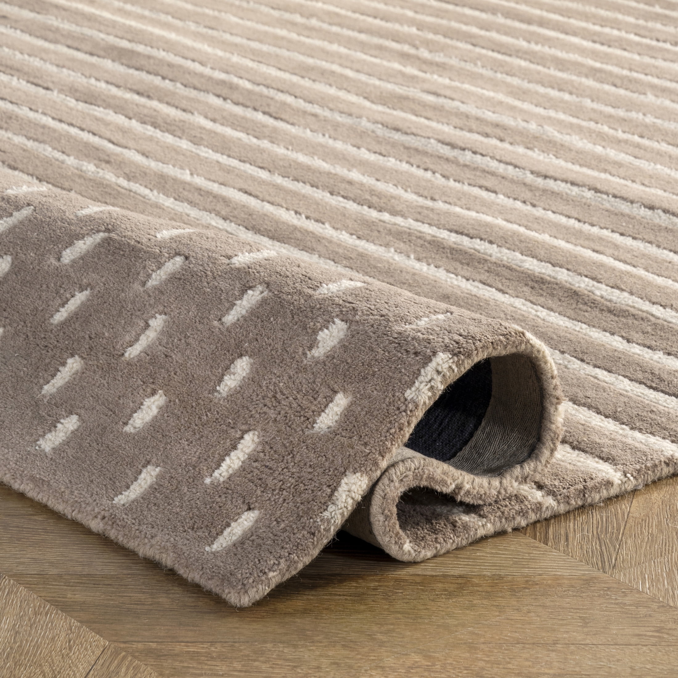 Rugs USA Mandia Striped Wool Area Rug, 3' x 5', Marlowe Taupe
