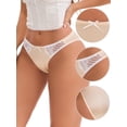 thumbnail image 3 of DARING DIVA Women's Lace Satin Low Rise Comfortable Smoothing Briefs XL Light Beige, 3 of 6