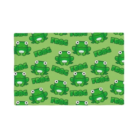 

Table Placemats Set of 4 - Cute cartoon green 12x18 In Faux Linen Double Heat Resistant Place Mats Cloth Indoor/Outdoor Placemats Washable Table Mats for Dining Kitchen Party