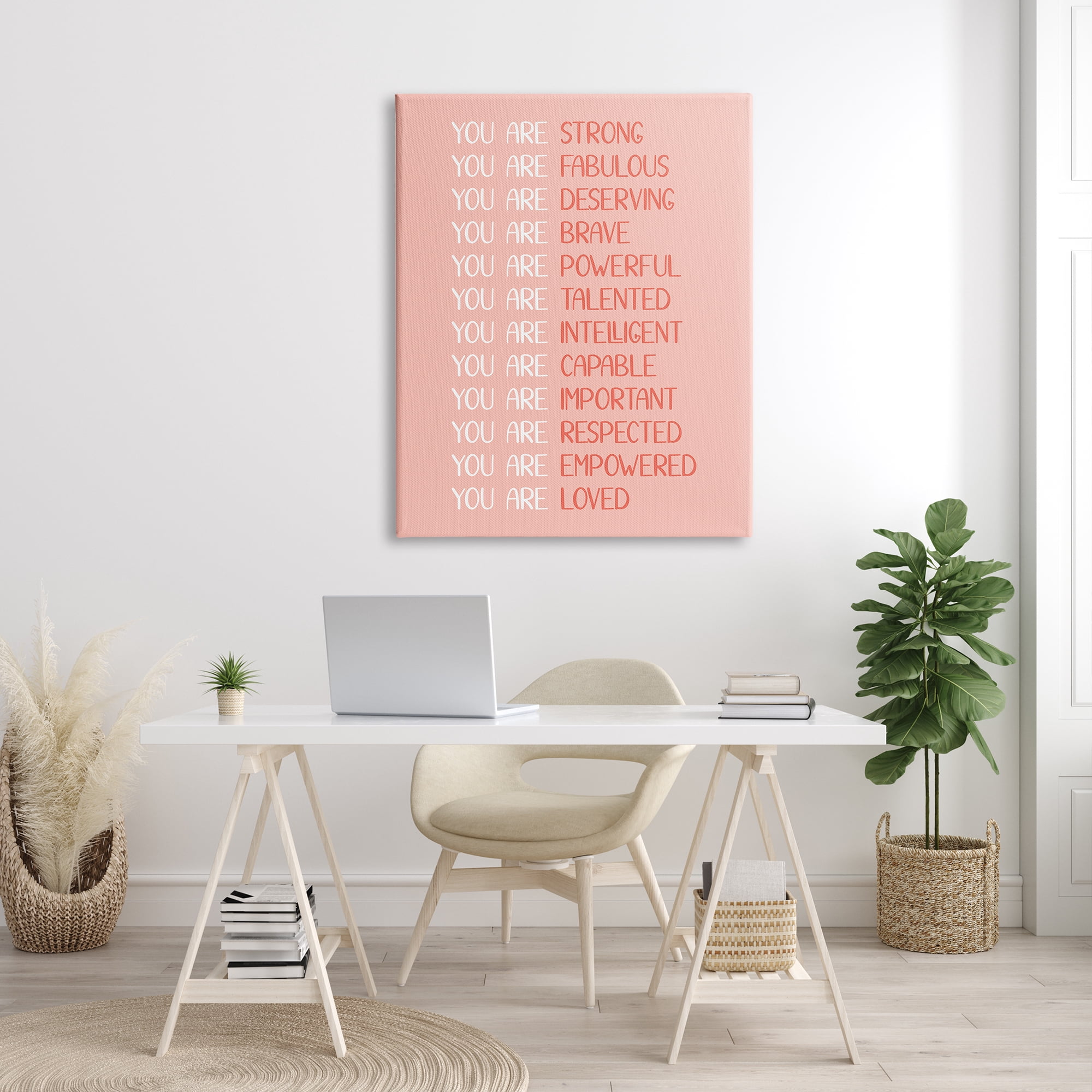 Stupell Industries You Are Positivity Phrases Pastel Pink Red Typography, 36 x 48, Designed by JJ Design House LLC