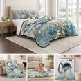 thumbnail image 6 of Twin XL Quilt Set 68''x98'', Coastal Crab Lightweight Summer Bedspread Coverlet Set with 2 Pillow Shams, Vintage Summer Beach Coral Ocean Breathable All Season Quilt Bedding for Dorm/Guest Room, 6 of 9