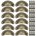 thumbnail image 1 of Manijas de taza de gabinete antiguas, 12 piezas de tiradores de cajón de latón Perillas de forma de concha vintage para tocador Armario Cocina, 1 of 5