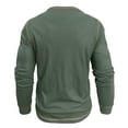 thumbnail image 6 of SERTG Men Casual Tops Fashion Half Button Solid Color Breathable Long Sleeve Round Neck Blouses Shirts Spring Fall Thin Tops(Army Green,M), 6 of 7