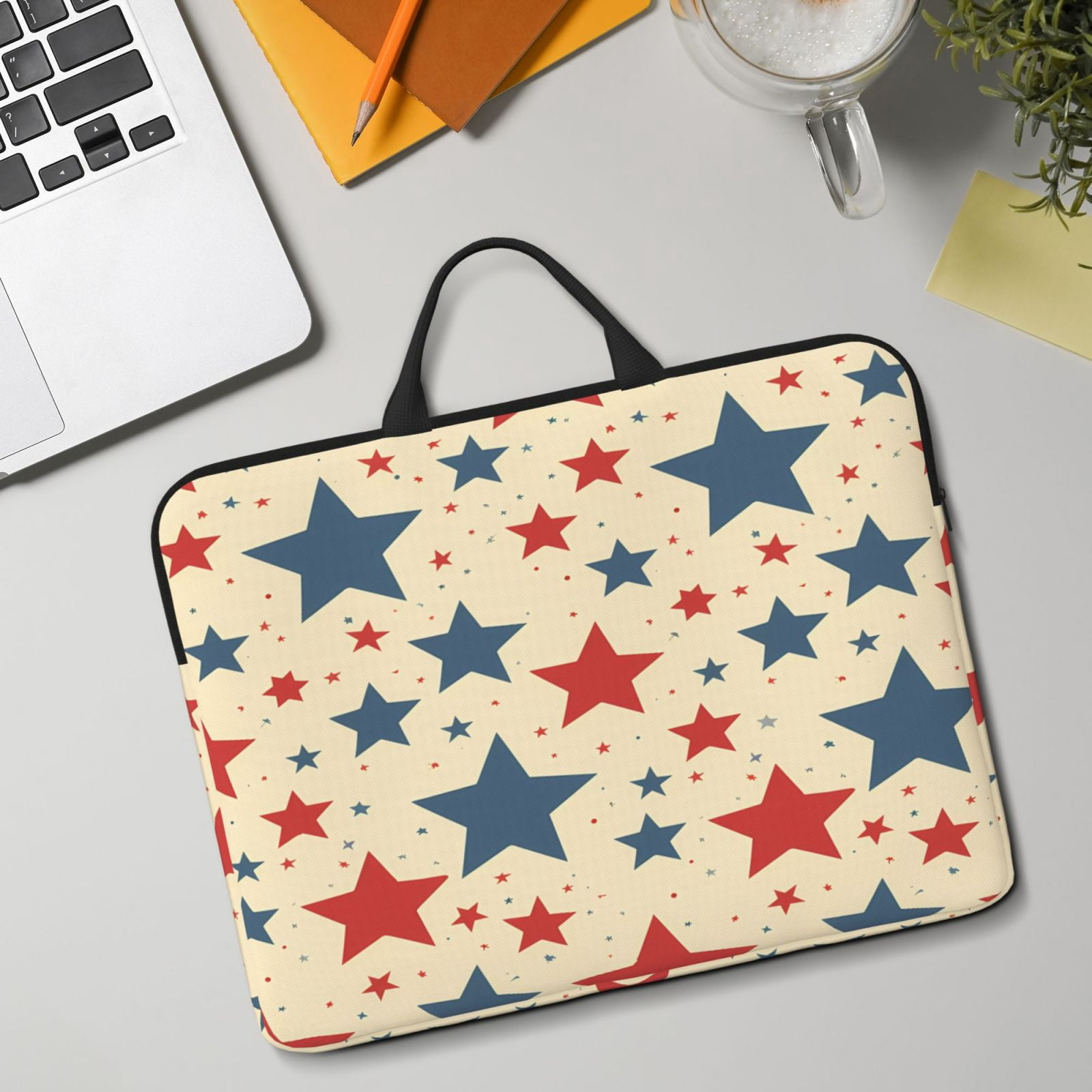 Laptop Sleeve Bag For Women Men 14inch Waterproof Durable Protective Computer Carrying Cover Handle Laptop Case Bag Independence Day Theme Elements Star (1)