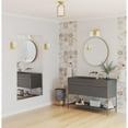 thumbnail image 3 of Vertex Collection Two-Light Brushed Gold Etched White Glass Contemporary Bath Light, 3 of 14