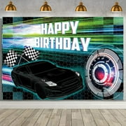 Custom 7x5ft Car Racing Happy Birthday Backdrop, Red Racing Party Photo Background for Boys, Car Birthday Party Decorations Car Banner Red Race Car Birthday Party Supplies Party Decor