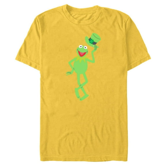 Disney Muppets Kermit the Frog with Top Hat St Patrick’s Day - Short Sleeve Blended T-Shirt for Adults - Customized-Yellow