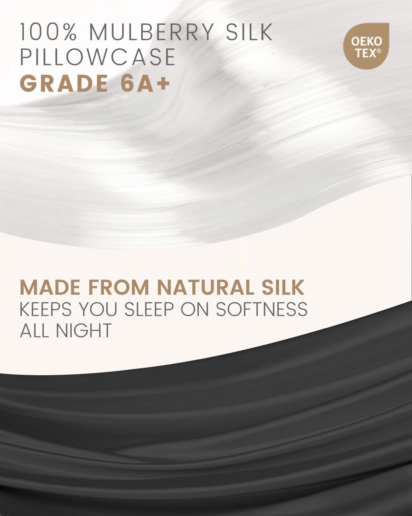 THXSILK 19 Momme Silk Pillowcase, Mulberry Silk Pillow Case with Hidden Zipper, Both Sided 100% Natural Mulberry Silk, Queen Size(20"x30"), Black