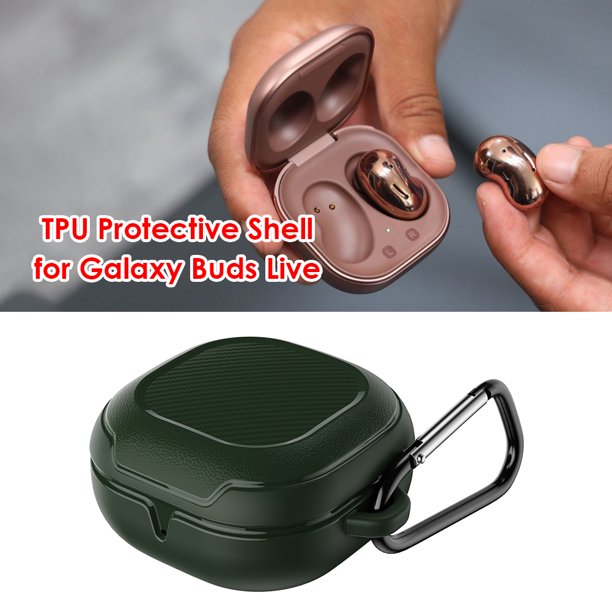 Funda protectora de TPU con llavero para Samsung Galaxy Buds Live (verde oscuro)