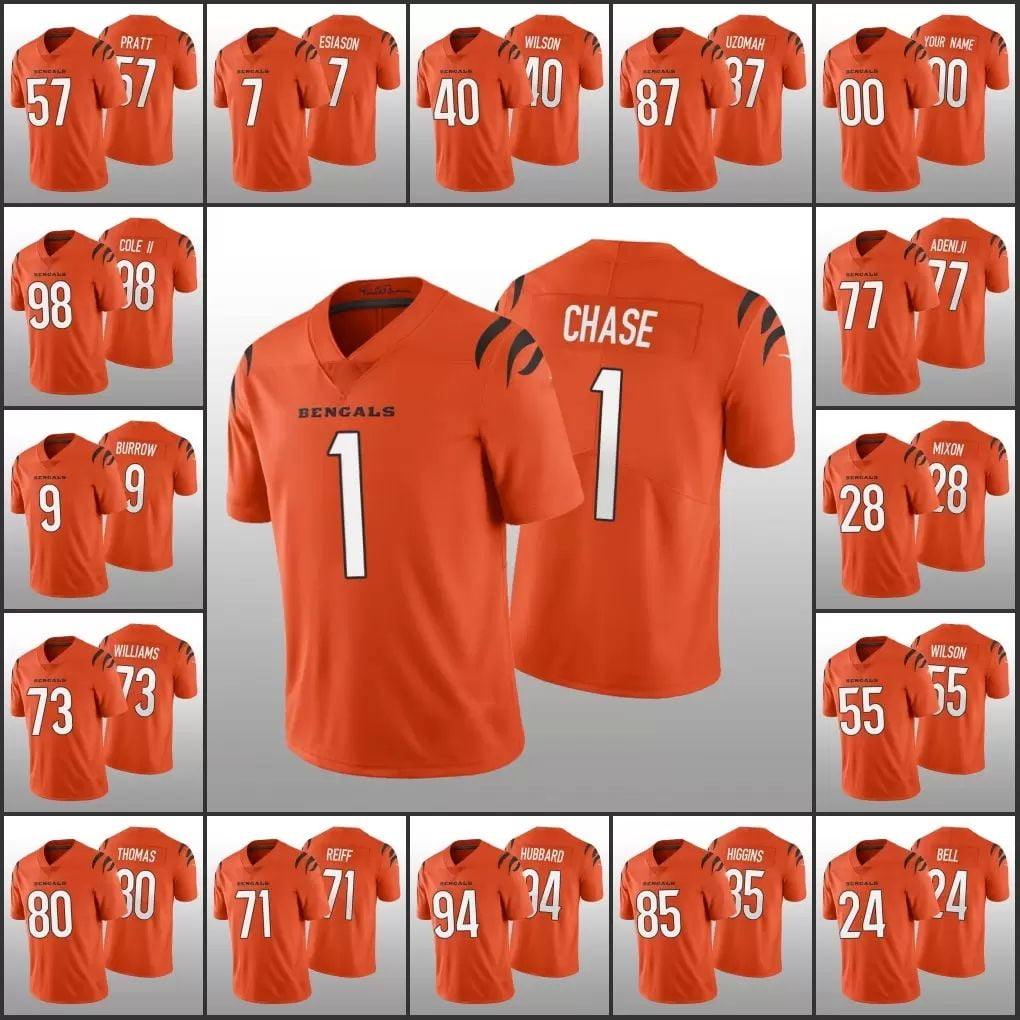 Wholesale Customizable Men's American Football Jersey 1 Ja'marr Chase 9 Joe  Burrow with Stiches From m.