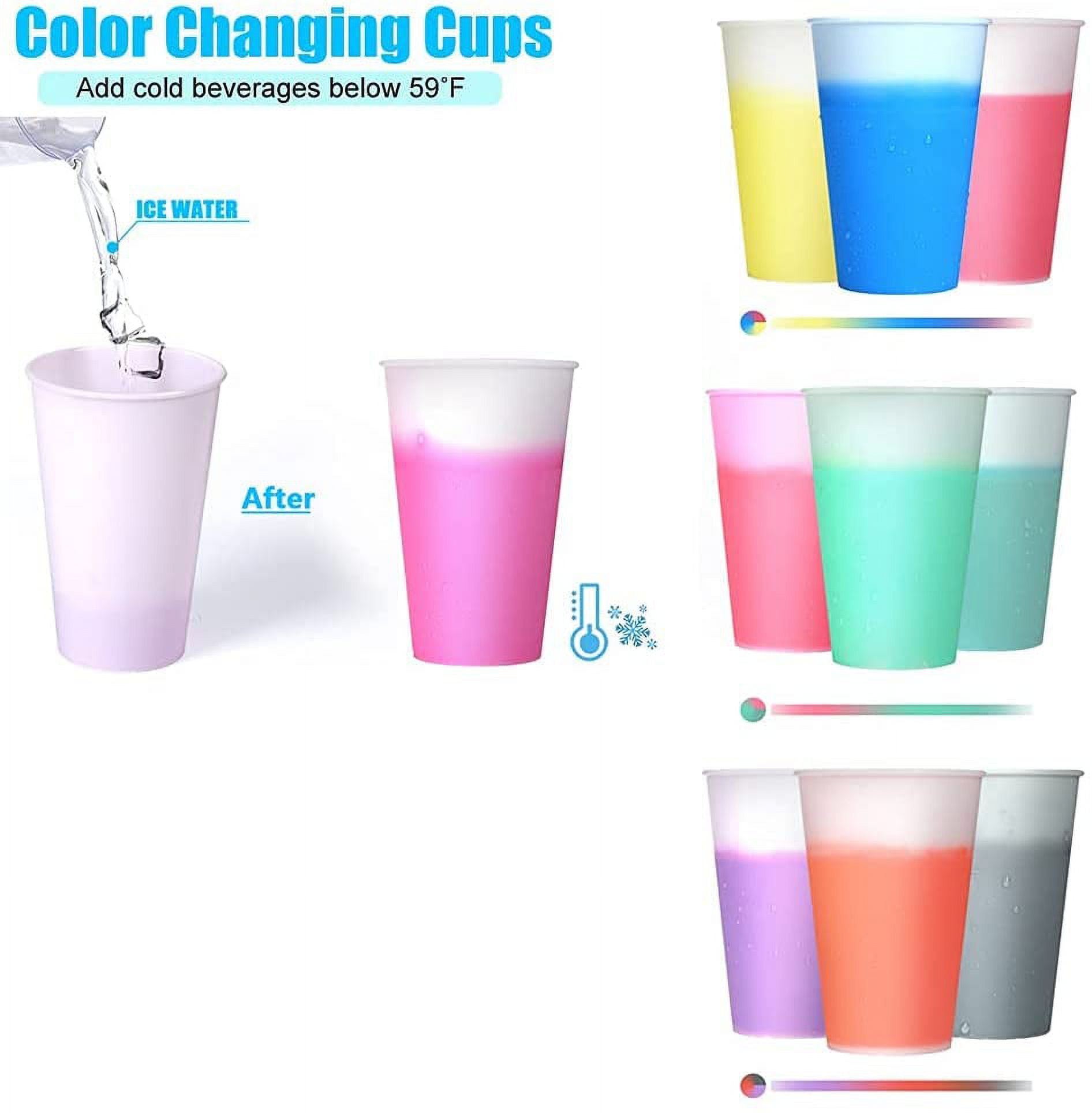 Casewin Plastic Kids Cups with Lids and Straws - 10 Pack 12 oz Reusable  Tumbler with Straw  Color Changing Cup with Lid Adults Bulk Travel Tumblers  Drinking Cups for Cold Coffee 