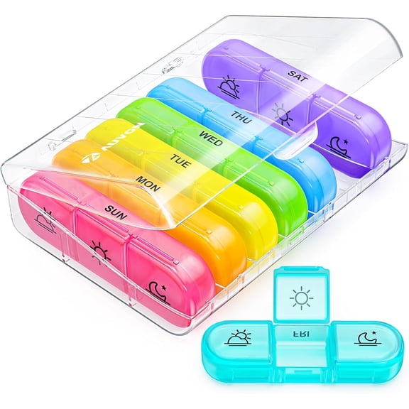 Weekly Pill Organizer 3 Times a Day, Large 7 Day Pill Box 3 Times a Day with Separate Container, Portable Pill Case for Medication, Vitamins, Fish Oil and Supplements