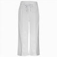thumbnail image 4 of NOLDARES Girls Sweatpants Front Seam Drawstring High Waist Wide Leg Sweat Pants Baggy Causal Kids High Waisted(White,10-12 Y), 4 of 5