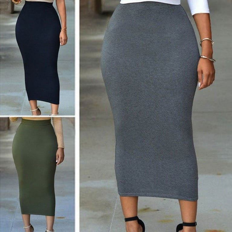 Hot Women Lady High waisted Long Bodycon Maxi Skirt Pencil Trendy Tube Wiggle Dress Walmart