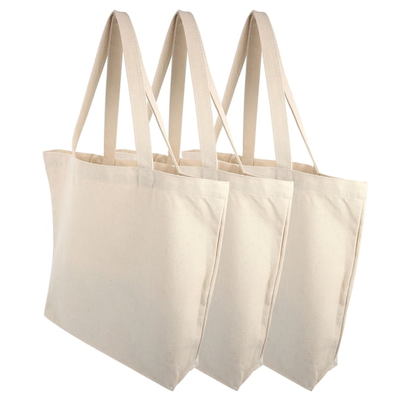 3 Pcs Canvas Tote Bags Single Shoulder Pouch Household Carry Bag Grocery Pouch