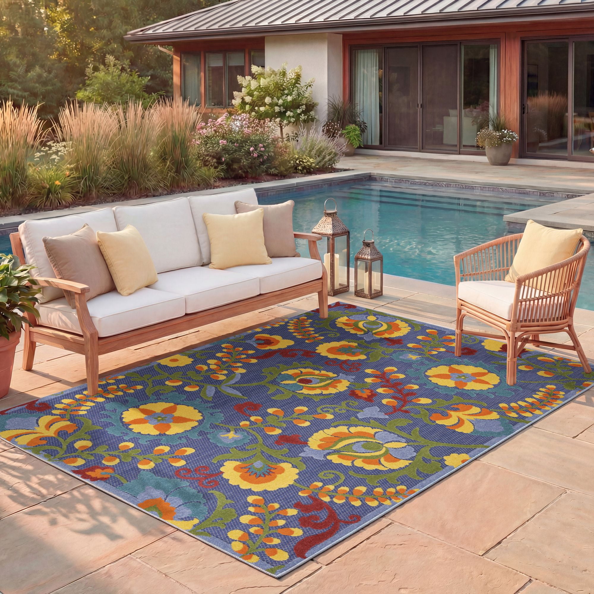 Nourison Aloha Indoor/Outdoor Multicolor 7' x 10' Area Rug, (7x10