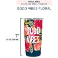 thumbnail image 5 of OCS Designs Insulated Stainless-Steel Tumbler- 17-Ounce Travel Cup - Good Vibes Floral - Double-Walled with Special Vacuum Seal, 5 of 6