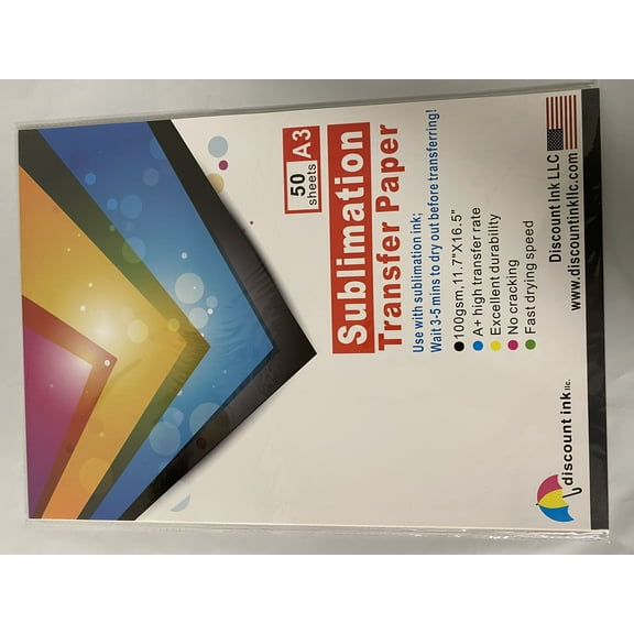 A3 Sublimation Paper 50 Sheets 11.7"x16.5" Inches for Inkjet Printer with Sublimation Ink Epson Canon Heat Transfer for Mugs T-shirts