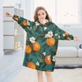 thumbnail image 5 of FORMRS Wearable Blanket Hoodie with Sleeves for Kids Cozy Flannel Sweatshirt, Orange Leaves, 5 of 7