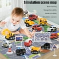 thumbnail image 4 of Coches de juguete con tapete de juego, juego de vehículos urbanos de aleación, minivehículos de tracción trasera, coches de policía, camiones de bomberos, coches de ingeniería para niños y niñas., 4 of 9