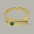 thumbnail image 5 of LBG British Made 9k Yellow Gold Natural Emerald Mens Band Ring - 33 size options - Size 6, 5 of 6