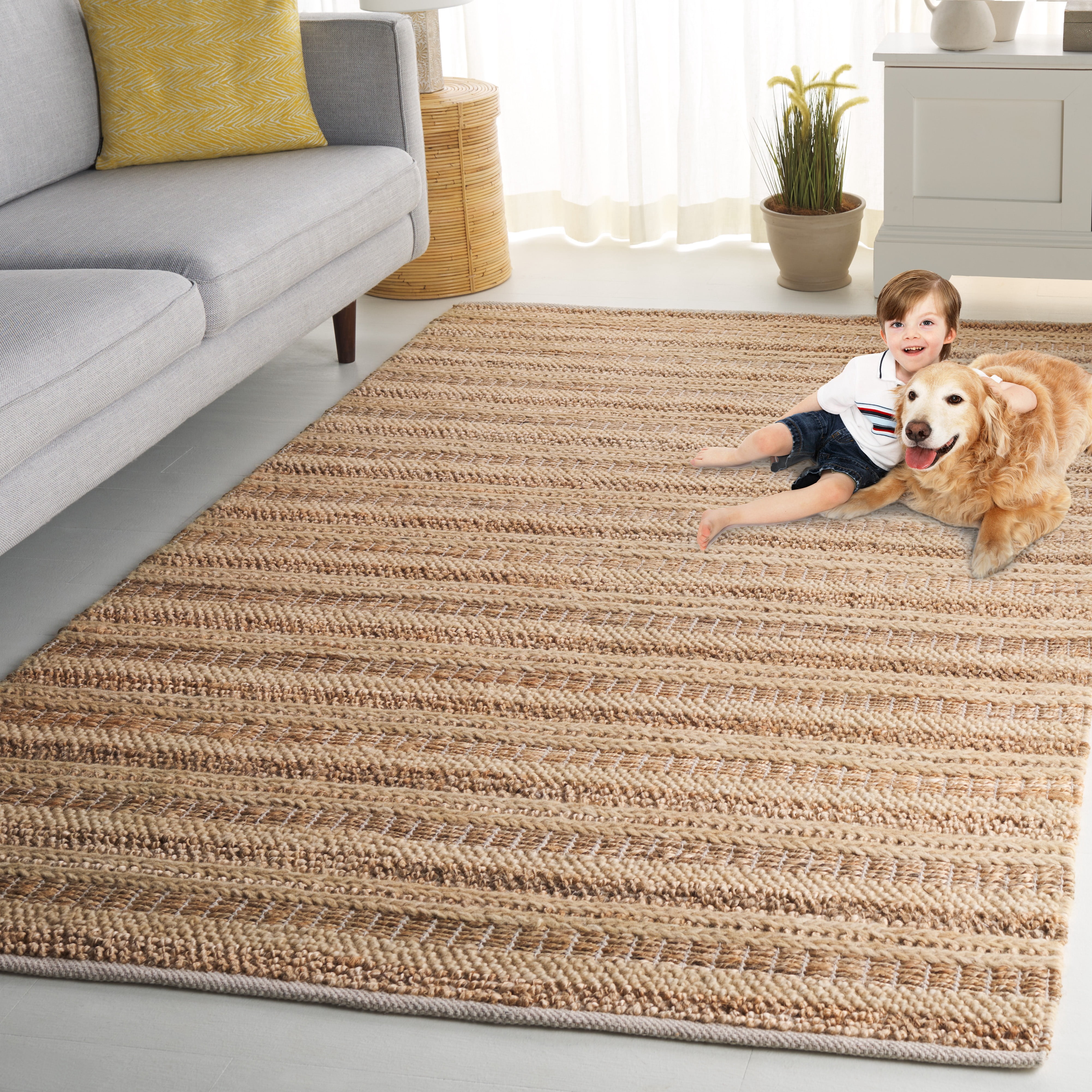 SAFAVIEH Natura Alecia Striped Area Rug, Natural/Beige, 4' x 6'