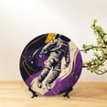 thumbnail image 6 of Picia Astronaut Floating purple Space Pattern Bone China Decorative Plate – Wall Decor with Stand and Adhesive, Elegant Ornament for Living Room, Office, or Entryway-8in, 6 of 6