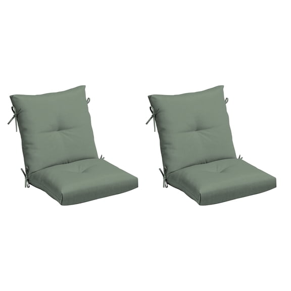 ARDEN earthFIBER Plush Modern Tufted Polyfill Dining Chair Cushion, Set of 2, 21 x 40, Water repellent, Fade Resistant, Sage Green Texture