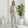 thumbnail image 4 of MLDRA Women’s 2-Piece Lounge Set Workout Set Crop Top & Wide Leg Pants Vacation Travel Outfit Sweatsuits Sets Grey, 4 of 7