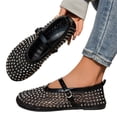 thumbnail image 4 of Samdudou Dress Shoes for Women Closed Toe Mary Jane Flats Edgy All Over Spiked Stud Embellishments Sheer Breathable Mesh Slip On Summer Evening Party Chic Footwear, 4 of 9