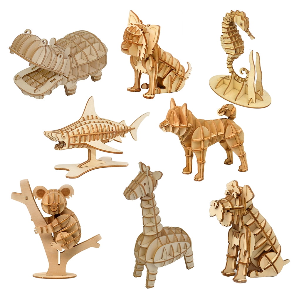 DIY Model Kit Animal Series Toys for Kids 3D Wooden Puzzle Shark
