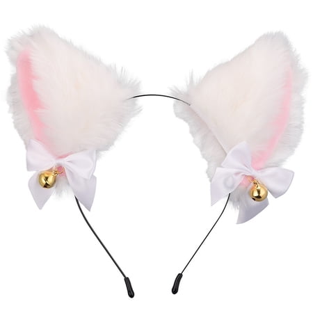 SAYOO Animal Faux Fur Cat Fox Dog Ears Headbands with Bells Cute Halloween Fancy Dress Cosplay Costume for Girls