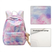 Tinyat Women Backpack for College Student Men Casual Laptop Waterproof Daypack with Lunch Bag Blue Pink