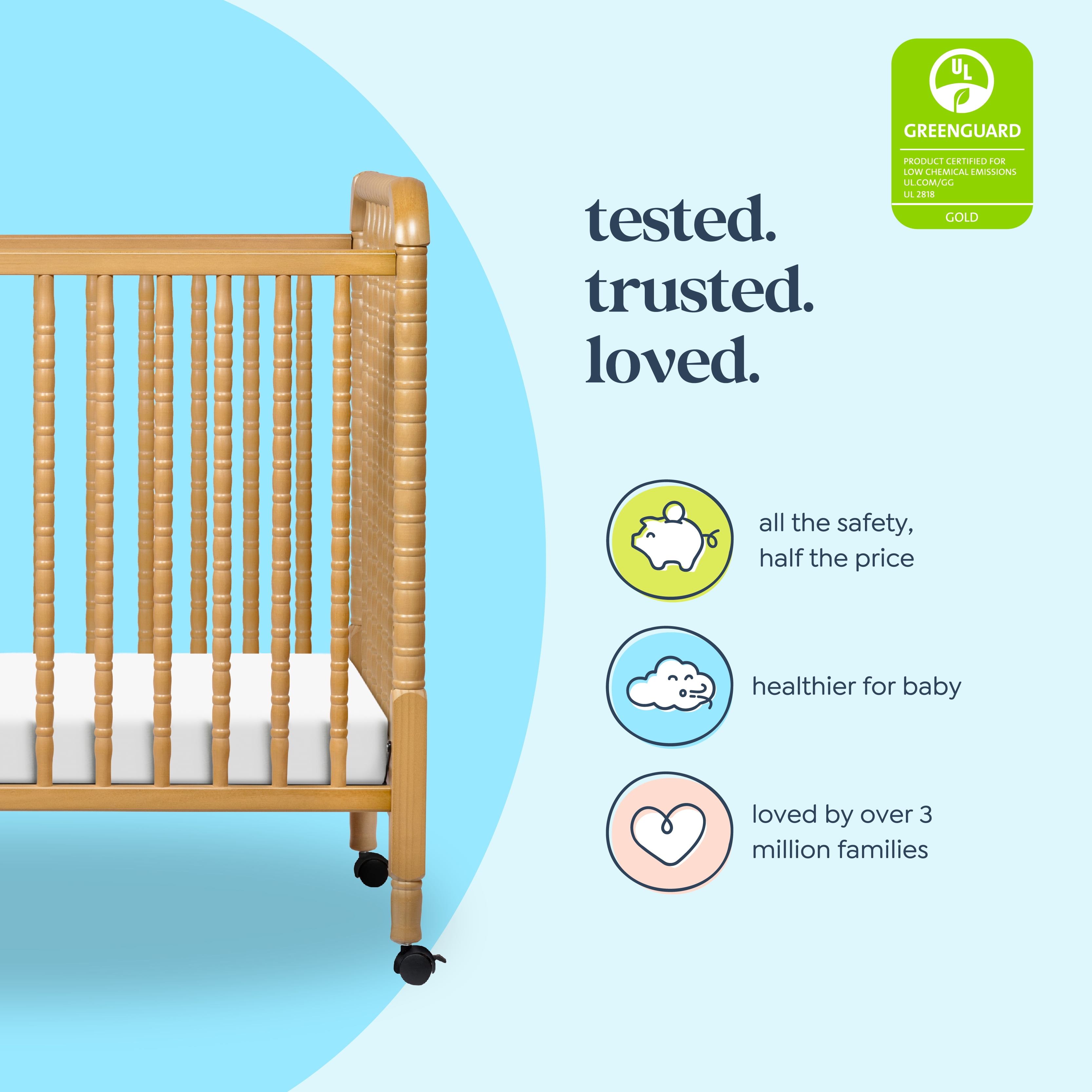 DaVinci Jenny Lind 3 in 1 Convertible Mini Crib in Honey