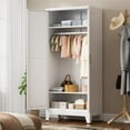 thumbnail image 2 of 71" Tall Metal Wardrobe Closet with Adjustable Shelves and Hanging Rod, 2 Doors Free Standing Armoire Wardrobe Cabinet for Bedroom, Office, Laundry Room, White, 2 of 6