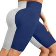 thumbnail image 4 of Women's Textured Compression Hip Lifting Fitness Pants, High Waisted Peach Booty Yoga Shorts 2PC Set with Seamless Design, Tummy Control Workout Gear for Gym, Running and Daily Training Navy L, 4 of 4