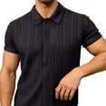thumbnail image 3 of FRSASU Men's Knit Polo Shirt Vintage Button Down Shirt Short Sleeve Summer Beach Hawaiian Shirts Black, 3 of 7