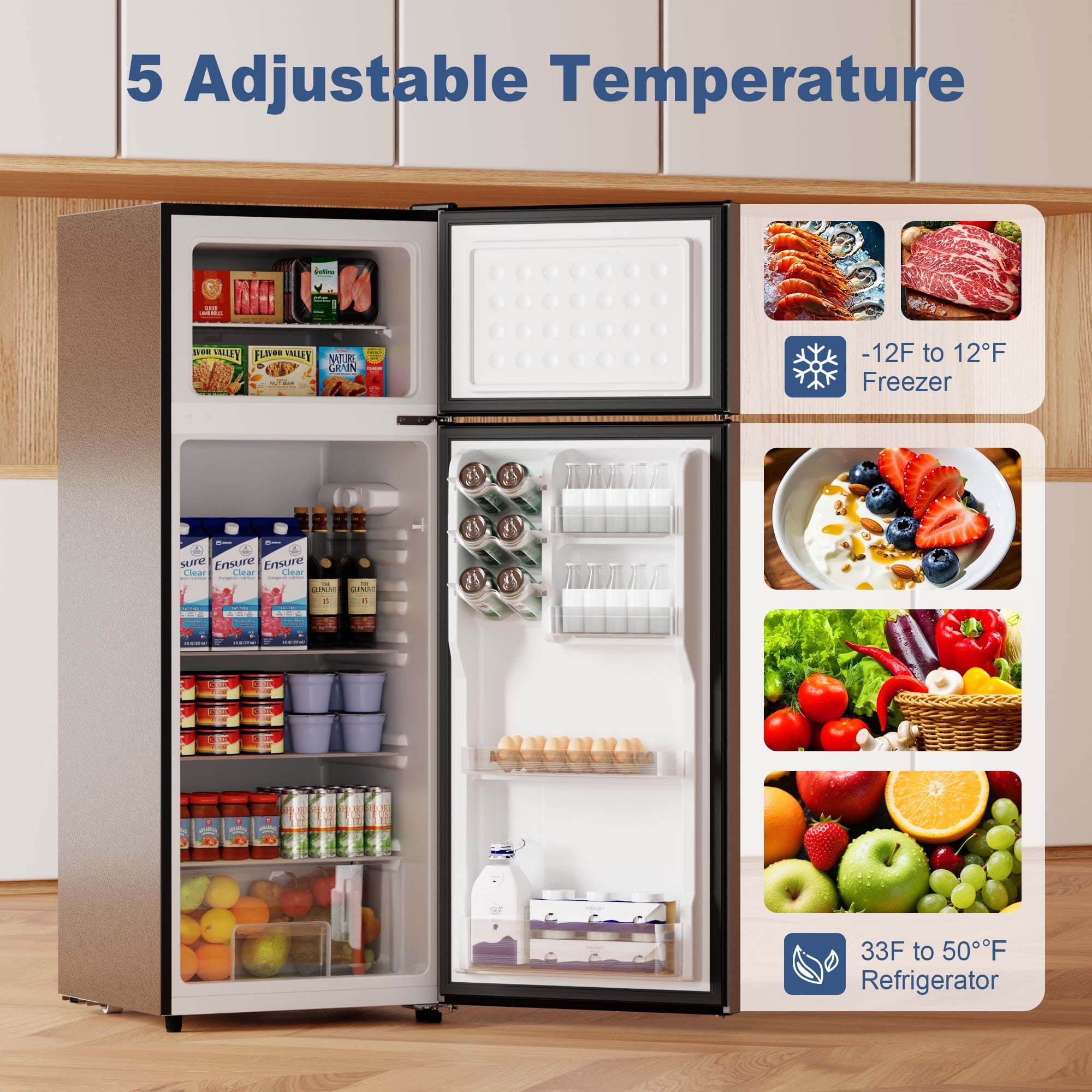 BANGSON 7.7 Cu.ft Top Freezer Refrigerator for Apartments, Energy Saving, Adjustable Thermostat, Large Capacity, Low Noise, Silver