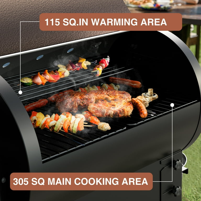 KingChii 456 sq. in Wood Pellet Smoker & Grill BBQ with Auto Temperature  Controls, Folding Legs for Outdoor Patio RV (Rain Cover Included), Bronze 