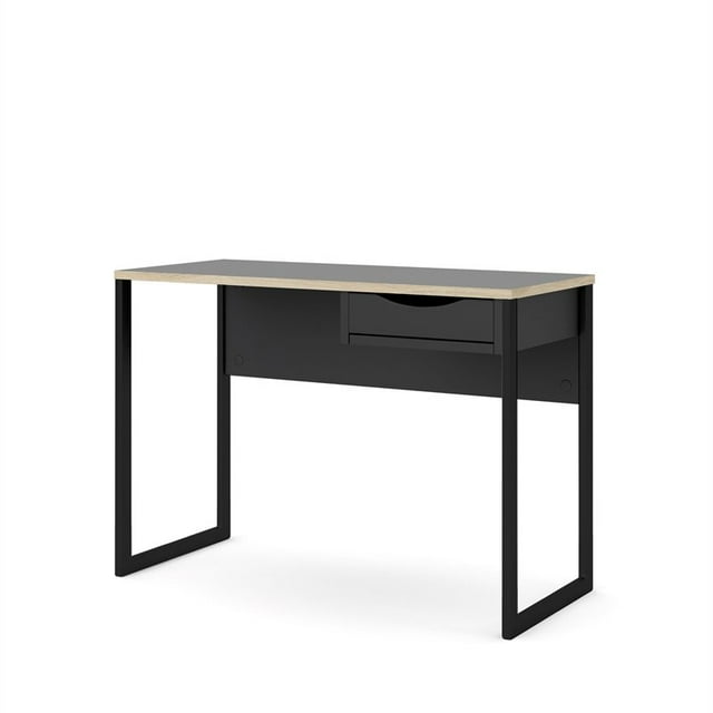 Tvilum Wells One Drawer Desk in Black Matte/Oak Structure