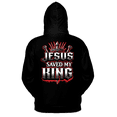 thumbnail image 2 of Lotusprinthandmade Jesus Saved My Queen/ King Matching Couple Black Hoodie 2D (S), couple hoodie with jesus message, matching hoodies for couples, 2 of 4