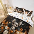 thumbnail image 3 of Homewish Cute Bat Wreath Twin Duvet Cover for Girls, Orange Maple Rose PumpkinFloral Twin Bedding, Halloween Reversible, 2-Piece, 1 Duvet Cover and 1 Pillowcase, 3 of 6