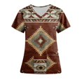 thumbnail image 2 of Blusa de manga corta con cuello en V para mujer, blusa de bolsillo con estampado de uniforme de trabajo OAVQHLG3B Store lin121212, 2 of 4