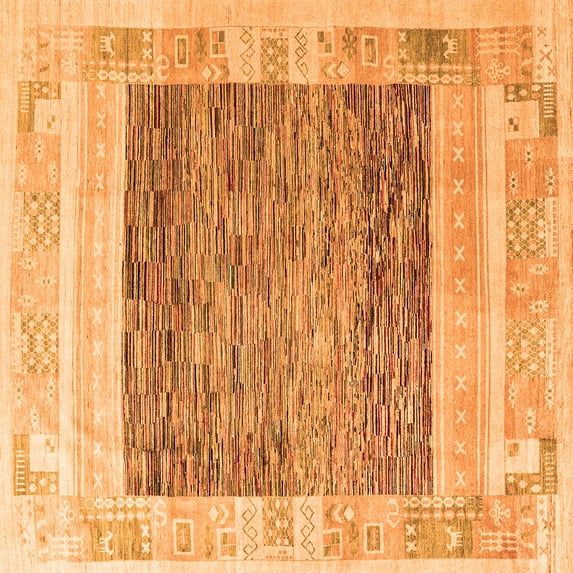 Ahgly Company Indoor Square Abstract Orange Modern Area Rugs, 7' Square