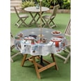 thumbnail image 3 of Outdoor Tablecloth with Umbrella Hole and Zipper, Grey Snowman Christmas Round Table Cloth 60 Inch Waterproof Tablecloth, Xmas Snowflake Winter Ball Picnic Table Cover for Patio Camping, 3 of 7