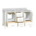 thumbnail image 2 of California 60" Double Bathroom Vanity with White Cabinet and Carrara Marble Top, 2 of 5