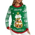 thumbnail image 2 of Cute Merry Christmas Sweaters for Women 2025 Long Sleeve Crewneck Jacquard Embroidered Pullover Sweater Jumper Tops, 2 of 6
