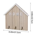 thumbnail image 3 of Wall Mounted Key Hook Rack Organizer | Decorative House Shaped Wood Storage for Entryway or Front Door, 3 Metal Hooks, Light Wood or Gray, 8.5"x8.8", Modern Rustic Accent, 3 of 6