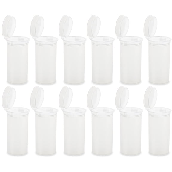 12 Pack Empty Plastic Pill Bottles with Caps, Airtight Multi-Purpose 13 Dram Pill Container with Pop Top Caps for Medicines, Supplements, or Any Small Items (Clear Transparent)