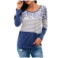 thumbnail image 2 of Qiopertar Mode Femmes Décontracté Ample Col Rond Léopard Couture Manches Longues Offres de la Semaine Liquidation à Moins de 5$ Économie jusqu'à 90 % de Réduction, 2 of 6